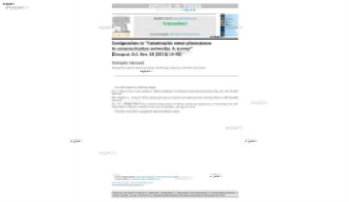 Corrigendum to “Catastrophic event phenomena in communication networks: A survey” [Comput. Sci. Rev. 18 (2015) 10–45]